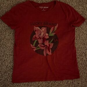 Lucky Brand Women Burgundy Floral Tee